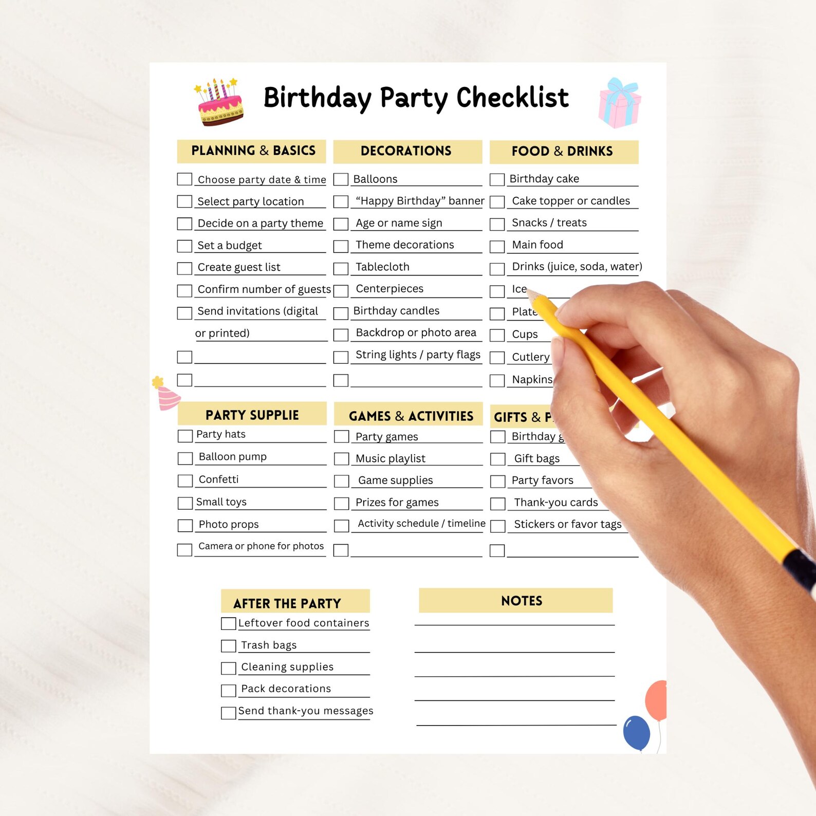 Birthday Party Checklist Printable | Party Planning Checklist PDF ...