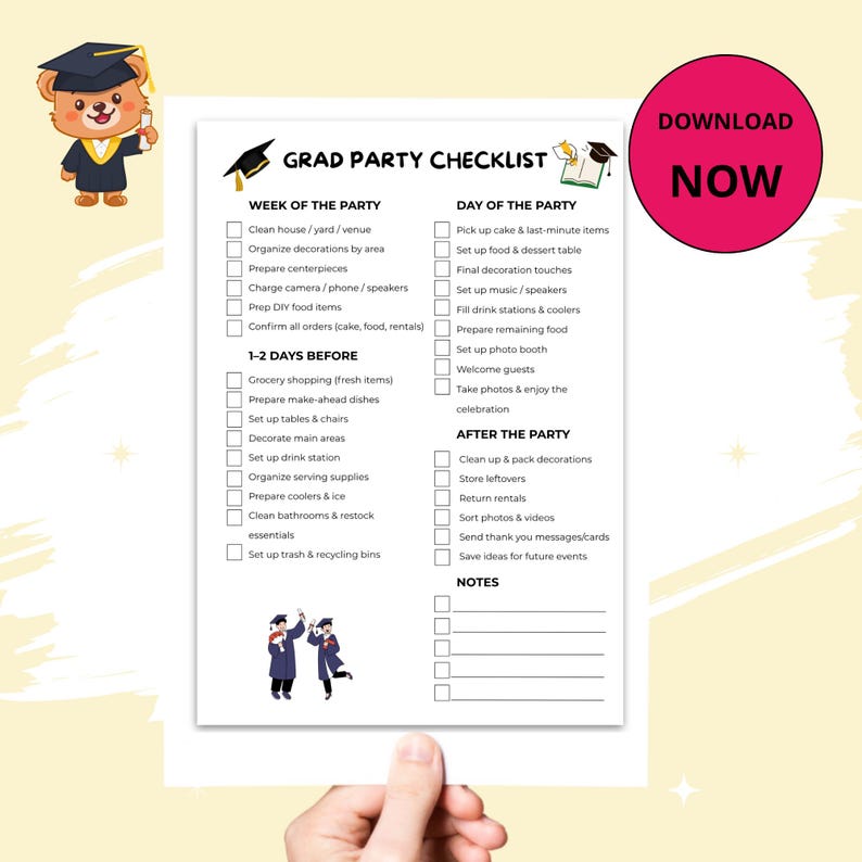 Graduation Party Checklist Printable, Grad Party Planner PDF ...