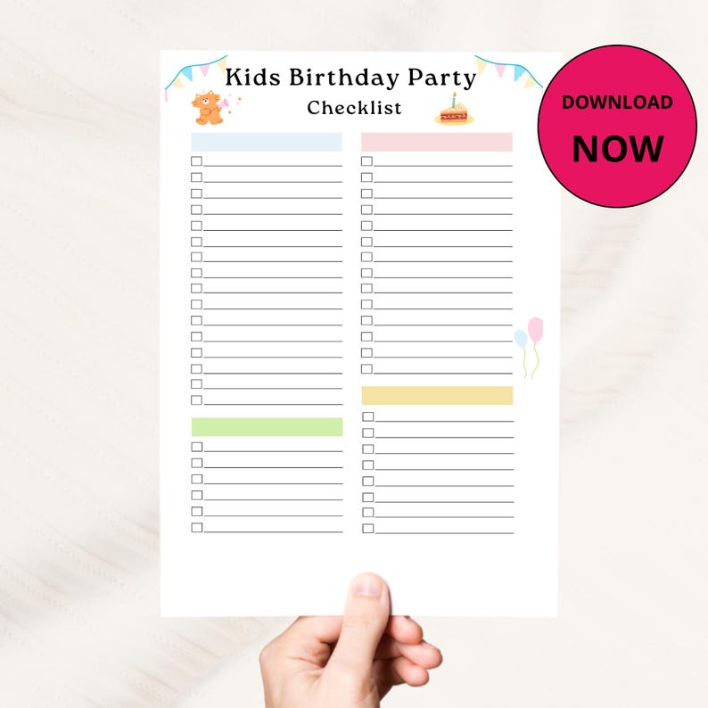 Kids Birthday Party Checklist Printable | Birthday Party Planner for ...