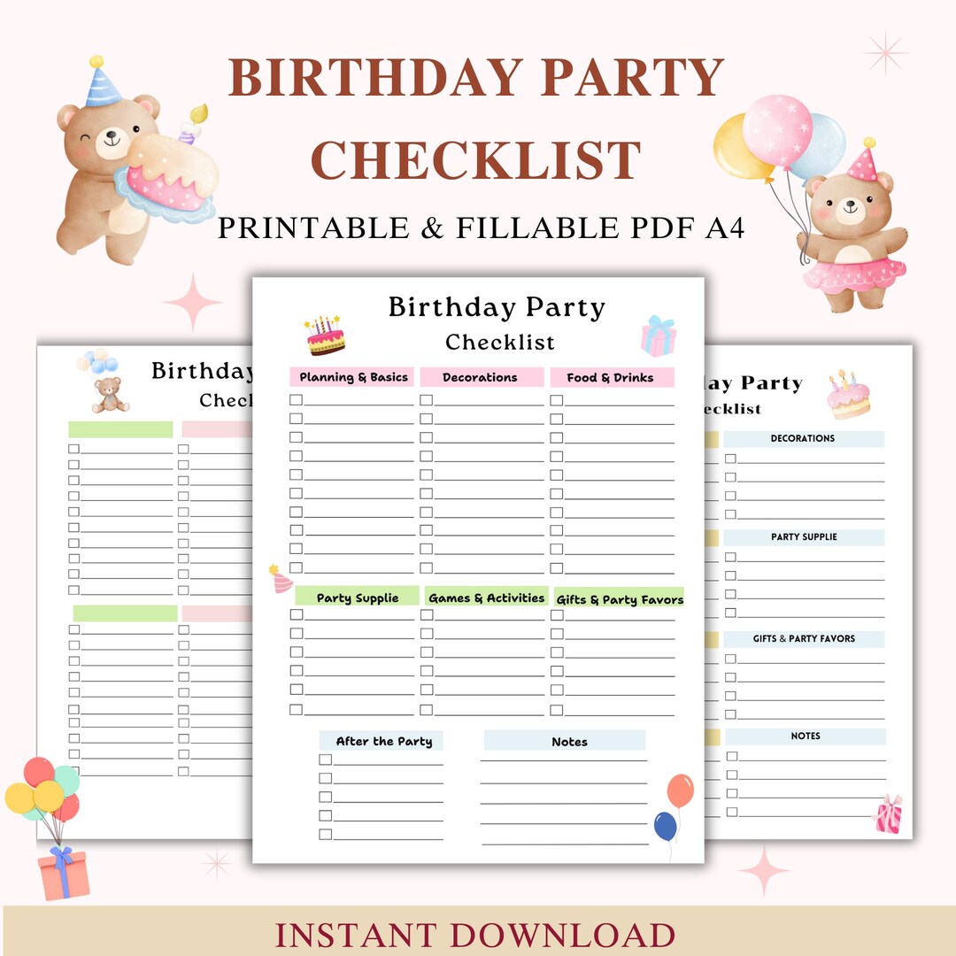 Birthday Party Checklist Printable | Kids Birthday Party Planner ...