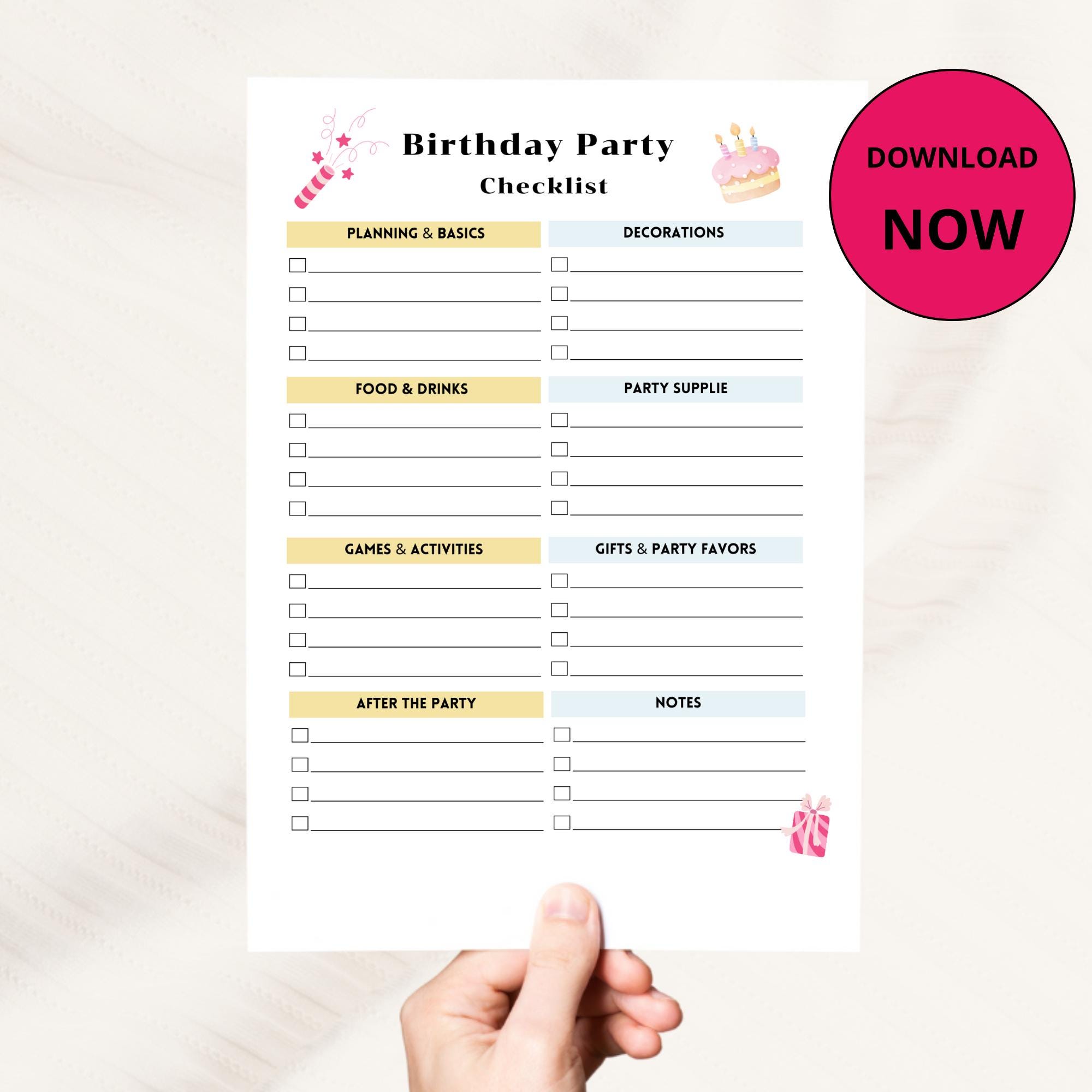 Birthday Party Checklist Printable | Kids Birthday Party Planner ...