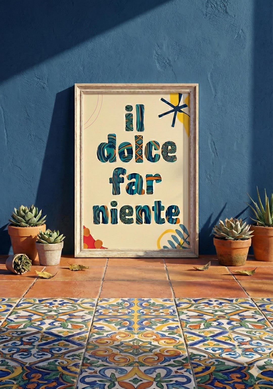 Il Dolce Far Niente Poster, Italian Quote Wall Art, Nerikomi Inspired ...