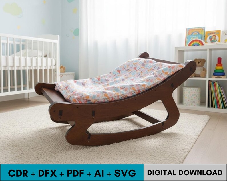 Baby Rocking Chair Dxf Svg Cdr Ai Pdf Laser Cut File, Kids Rocking ...