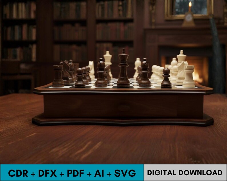 Chess and Checkers Board SVG DXF Ai Pdf Digital Download for Wood CNC ...