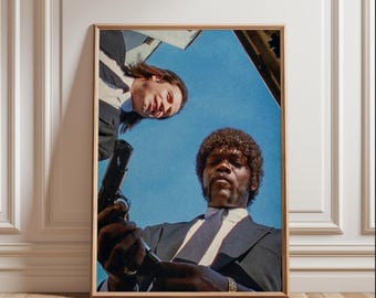 Pulp Fiction Film Poster, Movie Print Vintage Wall Art, Tarantino Cult Classic
