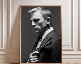 James Bond Inspired Movie Poster, 007 Spy Film Print, Bedroom Wall Decor