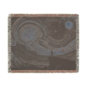 Cosmic Spiral Woven Blanket, Dark Celestial Tapestry, Existential Night Sky Art, Mystical Galaxy Throw, Abstract Universe Decor image 7