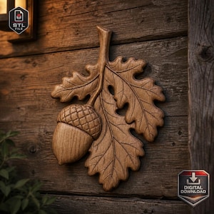 Oak Leaf and Acorn STL Digital Download for Premium 3D Printing