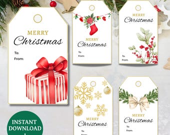 Étiquettes pour cadeaux de Noël Imprimables en téléchargement immédiat pour cadeaux de famille