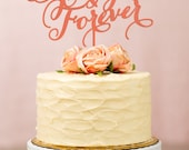 Always and Forever Wedding Cake Topper in Coral