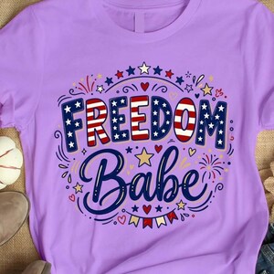 Freedom Babe PNG, Patriotic Sublimation Design, Fourth of July Shirt Graphic, USA Independence Day PNG, American Girl Digital Download