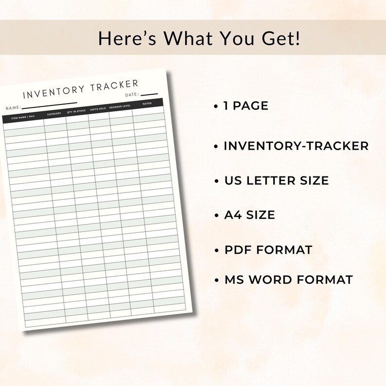 Editable Inventory Tracker Template, Small Business Stock Log (canva ...