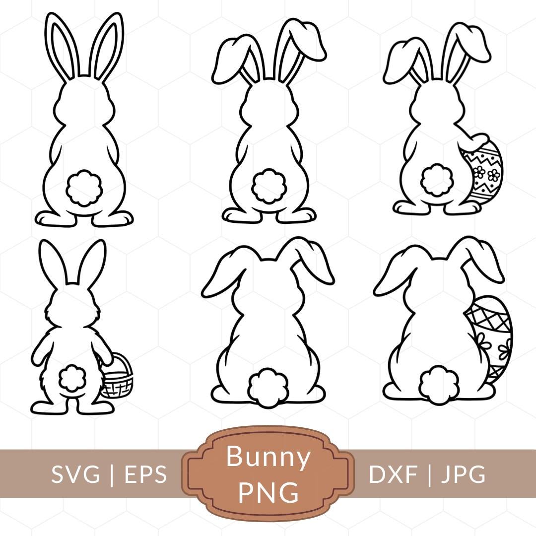 Easter Bunny SVG Set, Rabbit Outline Cut File Bundle (instant Download ...
