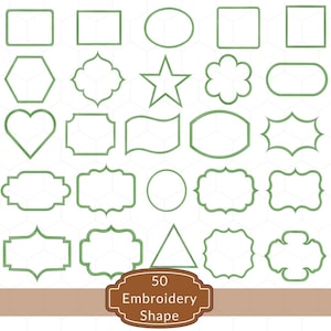 50 Decorative Embroidery Shapes Bundle, Applique Frame Designs Pack, 18 size, dst, exp, hus, pec, sew, t09, xxx Files, Instant Download