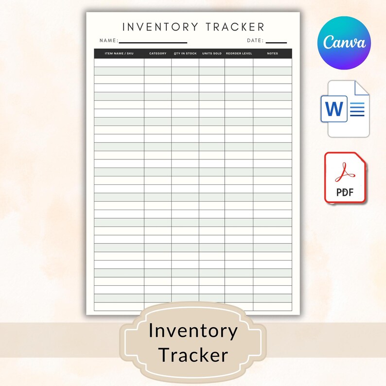 Editable Inventory Tracker Template, Small Business Stock Log (canva ...