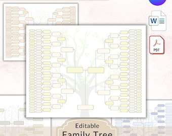 Editable Family Tree Template, 8 Generations Genealogy Chart (PDF Download)