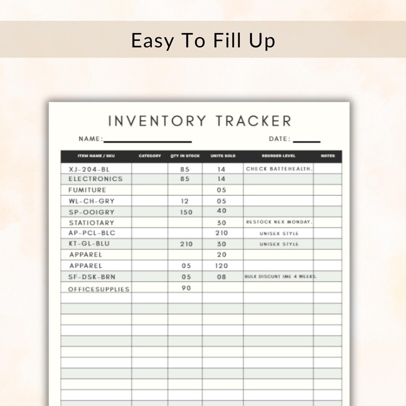 Editable Inventory Tracker Template, Small Business Stock Log (canva ...