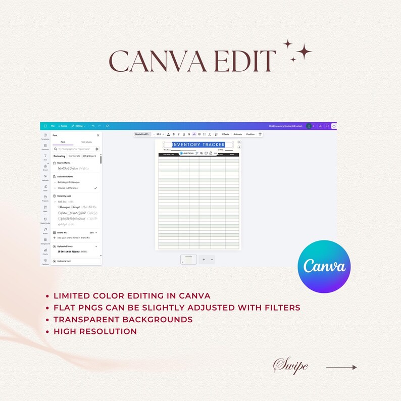 Editable Inventory Tracker Template, Small Business Stock Log (canva ...