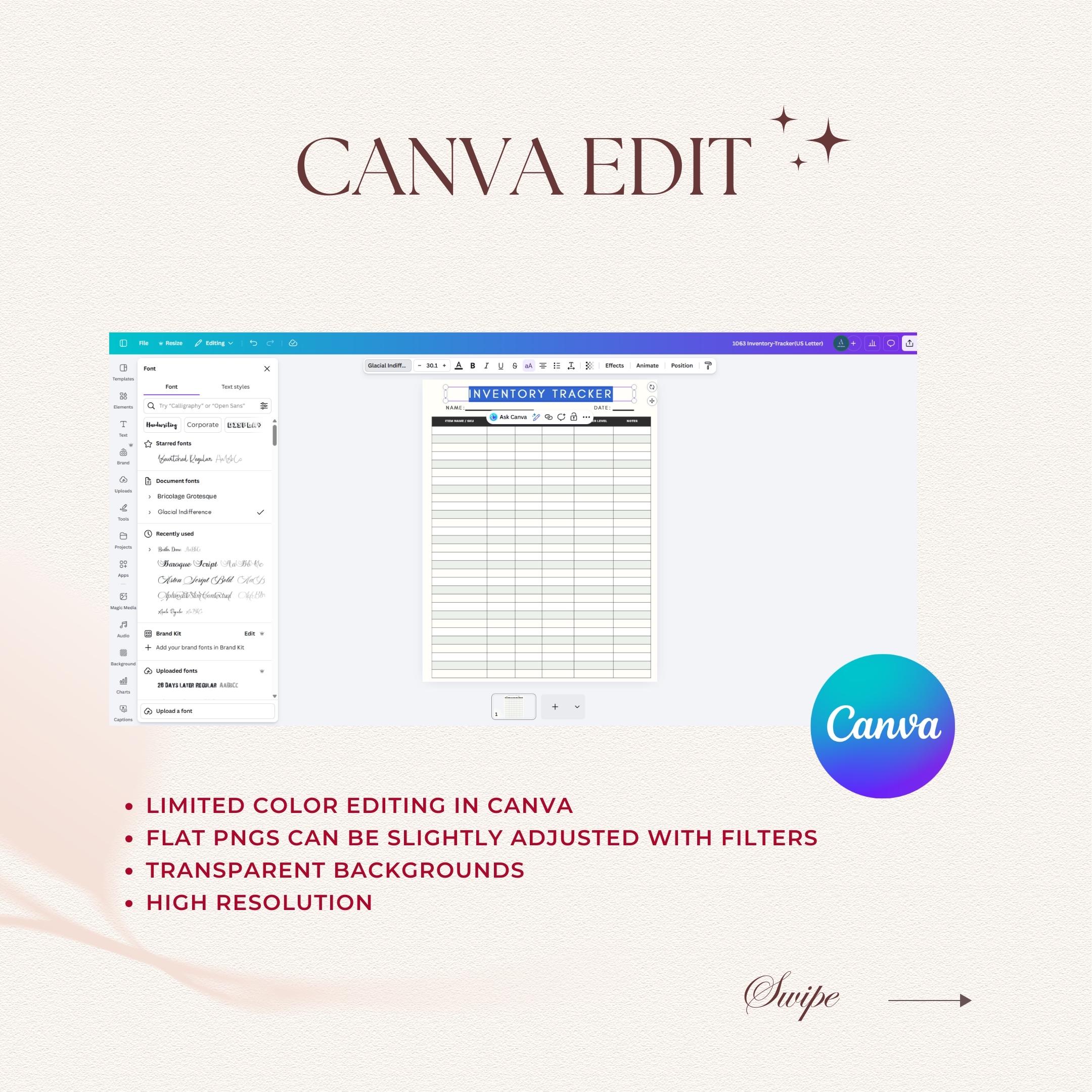 Editable Inventory Tracker Template, Small Business Stock Log (canva ...