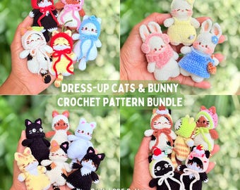 Dress Up Cats & Bunny PDF Crochet Pattern Bundle