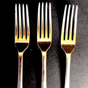 Antique Stainless Nickel Dining Forks x 3 - fine vintage flatware cutlery tableware