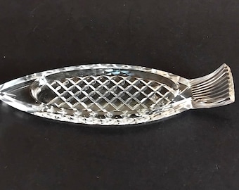 Épingle à poisson miniature vintage en verre taillé en diamant / bibelot / fourre-tout