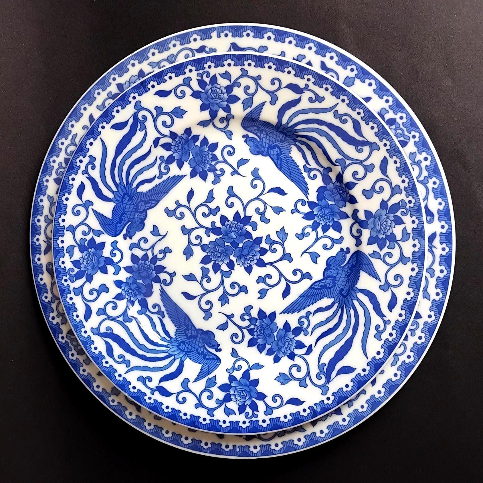 Antique Noritake Japanese Porcelain Plates With Howo Phoenix Bird