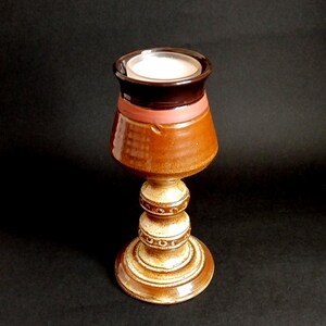 Vintage hand-thrown Studio Pottery Candle holder, goblet /chalice- signed