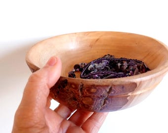 Vintage hand-turned Burlwood trinket bowl / catch-all