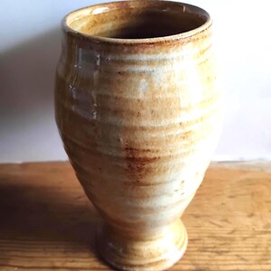 Vintage Glossy Amber Studio Pottery pedestal vase