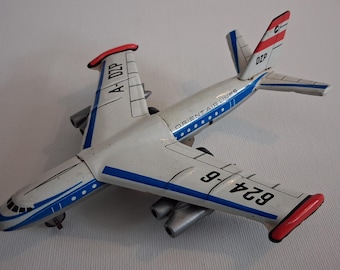 Rare Vintage East German Tin Toy Airplane - Baade 152 Orient Airlines DZP 624-6- DDR Collectible, Lithographed Tin