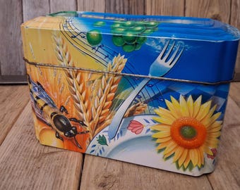 Vintage wasa-blik, kleurrijke retro opbergdoos voor knäckebröd jaren 80/90, levendig keukendecor, metalen verzamelblik voor verzamelaars