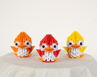 3D Origami Penguin Paper Sculpture – Handmade Modular Decoration Available in Various Colors