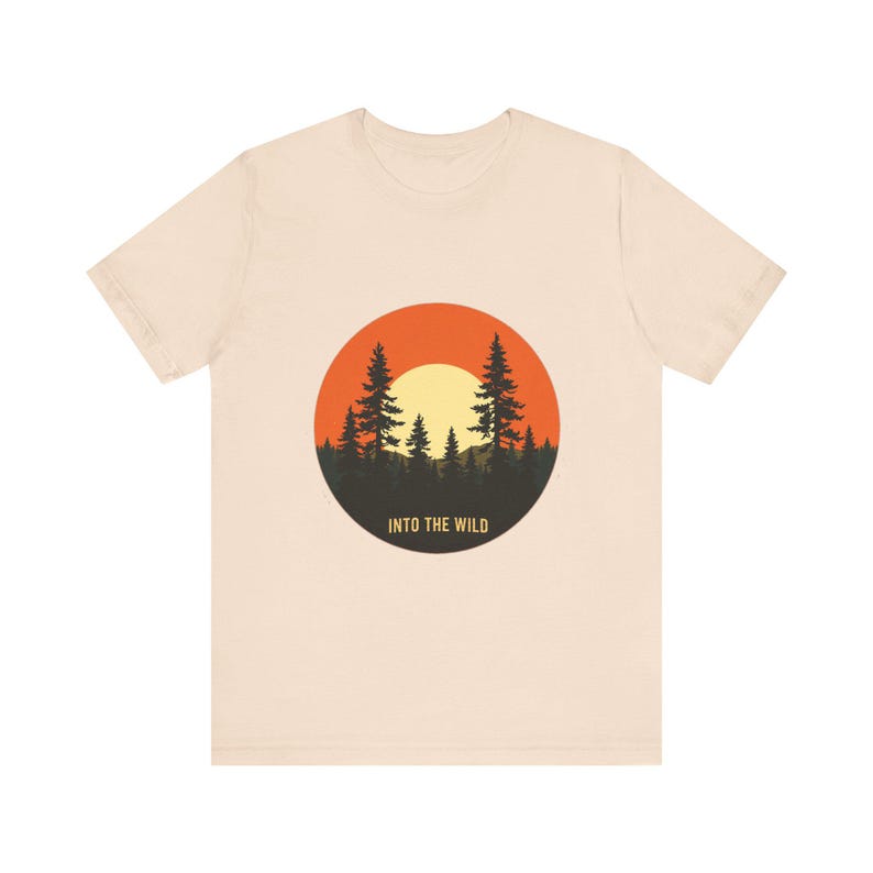 Retro Forest Pines Sonnenuntergang T-Shirt, Vintage Retro Outdoors T-Shirt, Natur Abenteuer Geschenk Bild 5