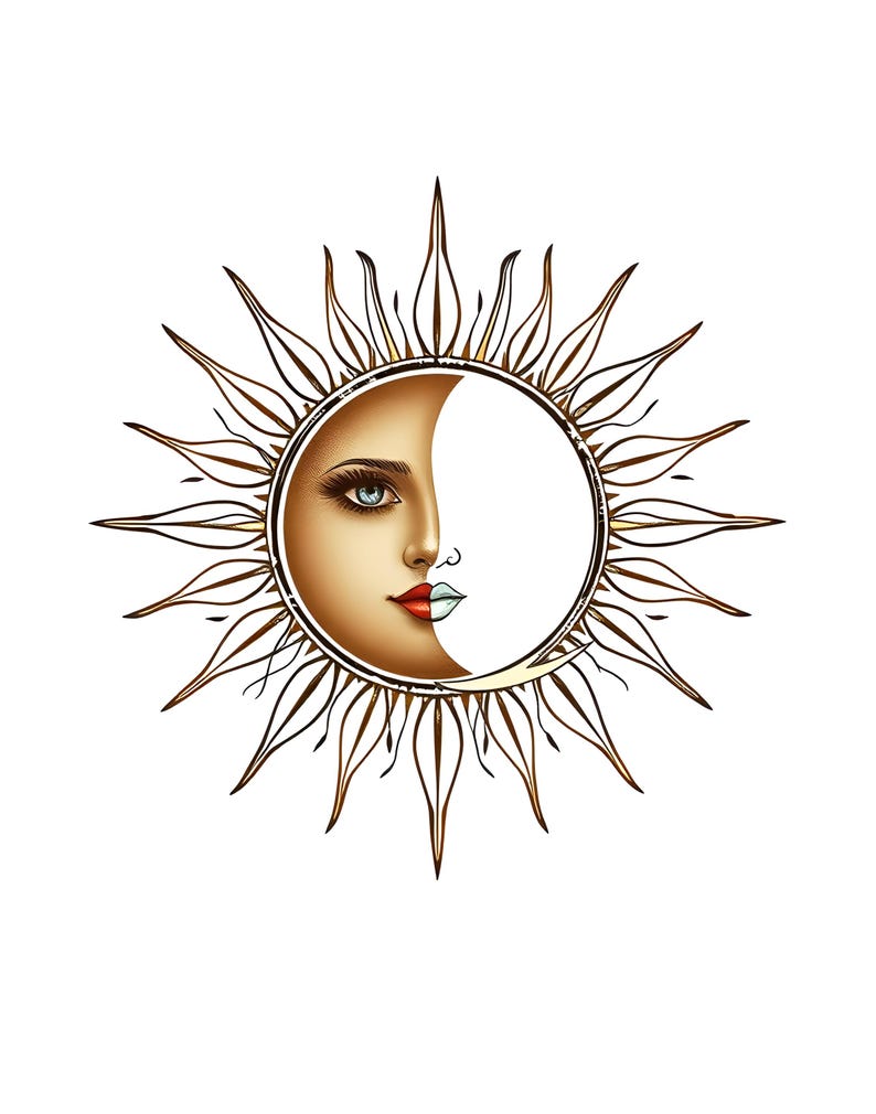 Boho-Illustration von Sonne und Mond – druckbare Wandbilder, digitaler Download, Sofort-Download-Set Bild 3