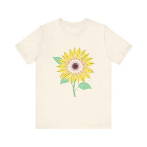 Camiseta botánica floral con estampado de hojas de girasol, camiseta botánica floral, regalo para amantes de las flores. imagen 9