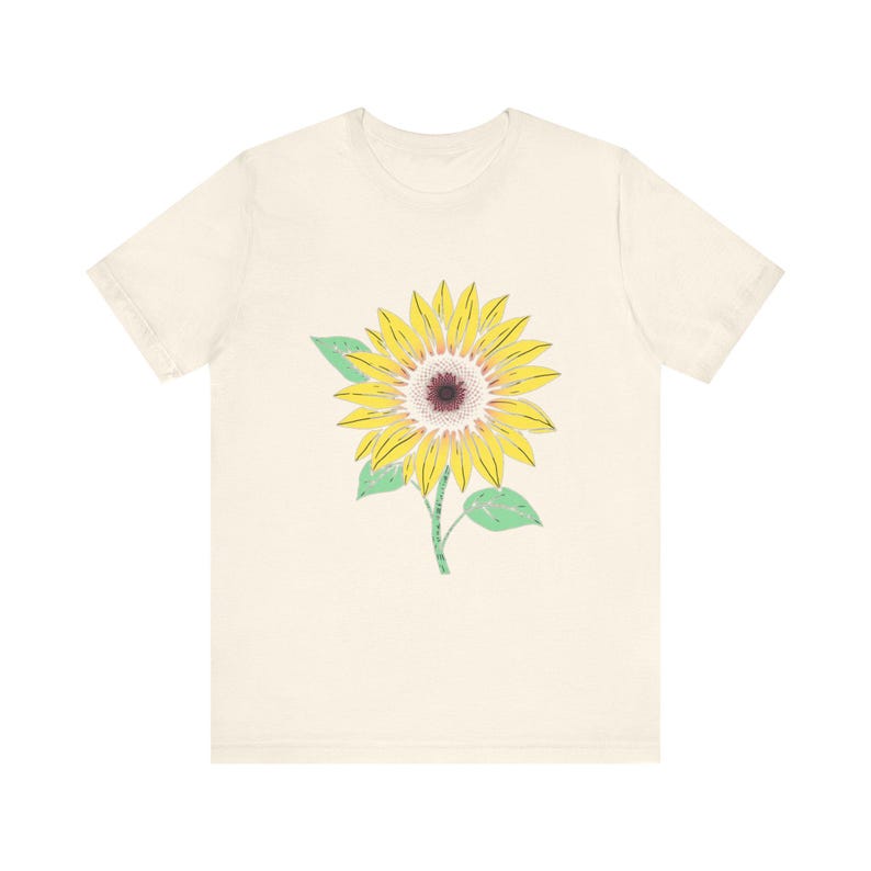 Camiseta botánica floral con estampado de hojas de girasol, camiseta botánica floral, regalo para amantes de las flores. imagen 9