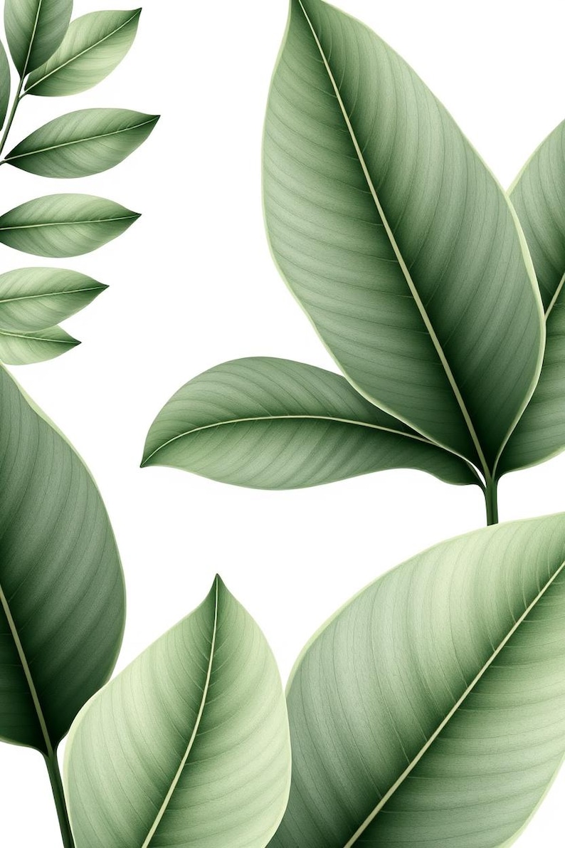 Sage Green Botanical Leaves Printable Wall Art, Digital Download, Instant Download Print Set image 1