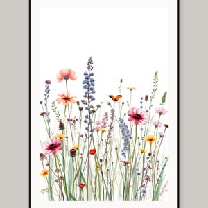 Aquarell-Wandbild „Wildblumenwiese“ zum Ausdrucken, digitaler Download, Sofort-Download-Druckset Bild 2
