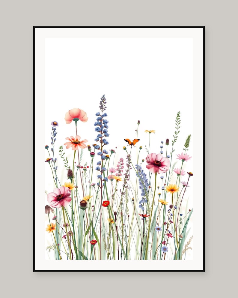 Aquarell-Wandbild „Wildblumenwiese“ zum Ausdrucken, digitaler Download, Sofort-Download-Druckset Bild 2