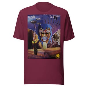 Fantasy Collage Graphic Tee – Abstract Face & Sunset City – Artsy Unisex Shirt