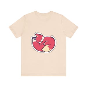 Niedliches T-Shirt mit schlafendem Fuchs im zusammengerollten Zustand, Geschenk für Tierliebhaber Bild 5
