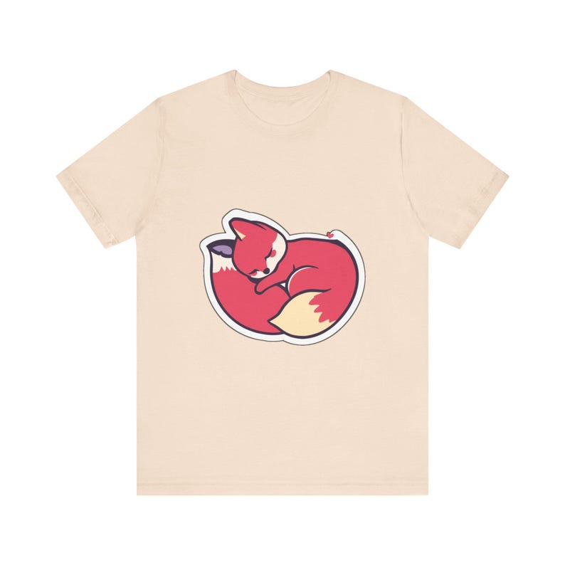 Niedliches T-Shirt mit schlafendem Fuchs im zusammengerollten Zustand, Geschenk für Tierliebhaber Bild 5