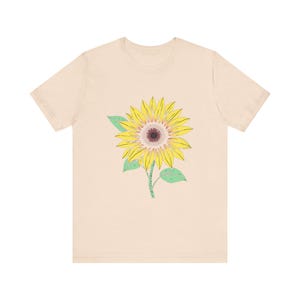 Camiseta botánica floral con estampado de hojas de girasol, camiseta botánica floral, regalo para amantes de las flores. imagen 10