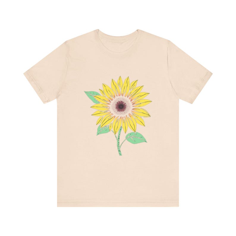 Camiseta botánica floral con estampado de hojas de girasol, camiseta botánica floral, regalo para amantes de las flores. imagen 10