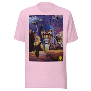 Fantasy Collage Graphic Tee – Abstract Face & Sunset City – Artsy Unisex Shirt