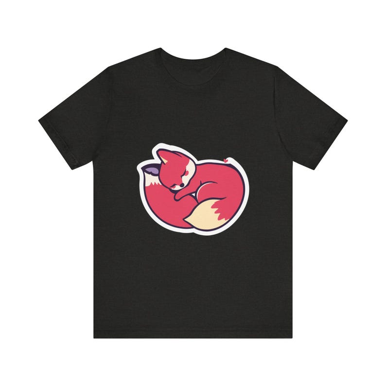 Niedliches T-Shirt mit schlafendem Fuchs im zusammengerollten Zustand, Geschenk für Tierliebhaber Bild 7