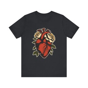 Anatomical Heart Wrapped Roses Edgy Grunge T-Shirt, Edgy Grunge Tee, Alt Streetwear Gift image 9