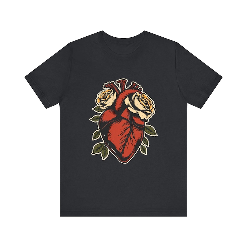Anatomical Heart Wrapped Roses Edgy Grunge T-Shirt, Edgy Grunge Tee, Alt Streetwear Gift image 9