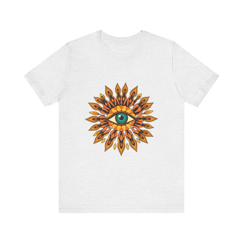 Psychedelic Eye Surrounded By Psychedelic 70s Retro T-Shirt, Psychedelic 70s Tee, Groovy Hippie Gift image 2